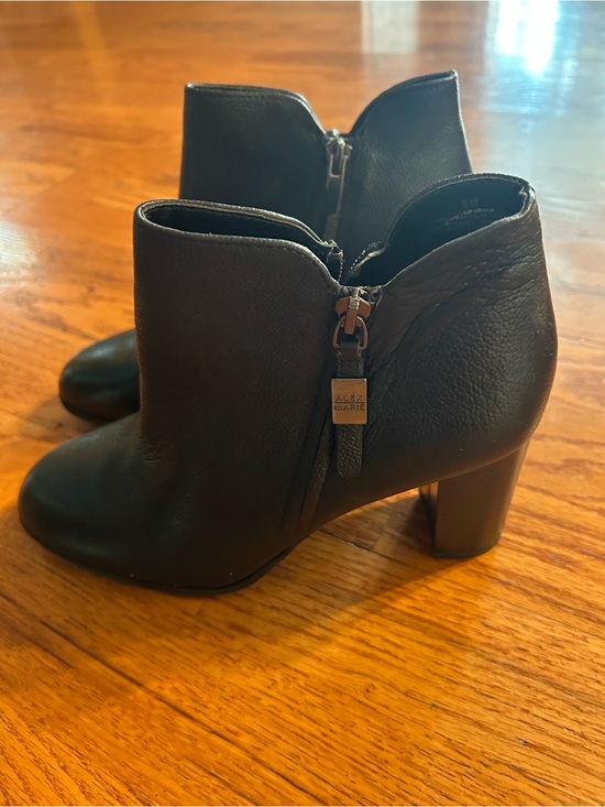 Alex Marie Shoes - Alex Marie Black Leather Block Heel Ankle Booties